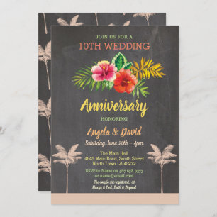 Convite Convidado Tropical de Chalk de Aloha Weding Aniver