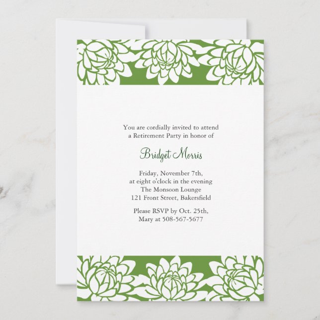 Convite Convidado Verde Moderno e Floral do Partido da Ref (Frente)