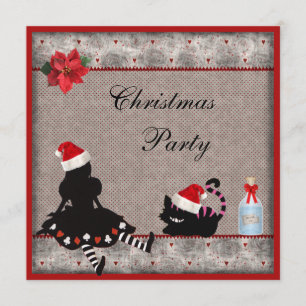 Convite Convidados da Festa de Natal de Alice & Cheshire