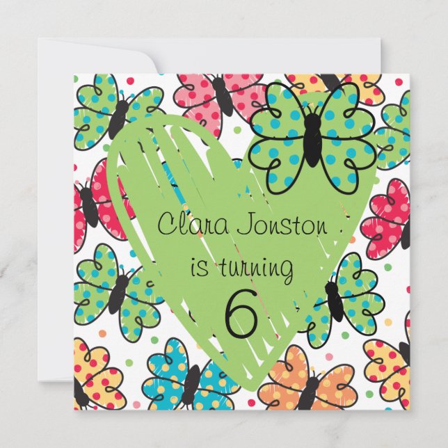 Convite Convidados de Aniversário de Borboleta Personaliza (Frente)