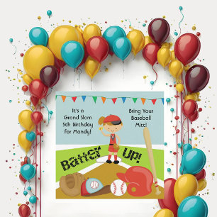 Convite Convidados de Aniversário de Softball Girls de Cab