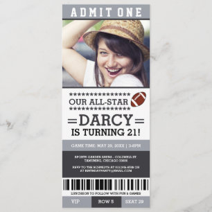 Convite Convidados de Aniversário do Ticket de Futebol