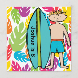 Convite Convidados de Aniversário Personalizados de Surfi