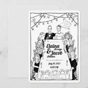 Convite Convidados de Casamento Ilustrados