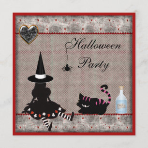 Convite Convidados do Festa de Halloween de Alice Witch & 