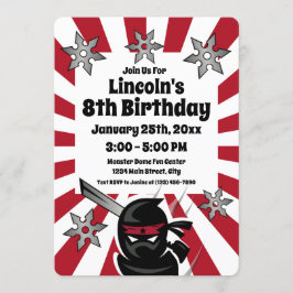 Convite Convidados do Partido do Guerreiro Ninja Samurai