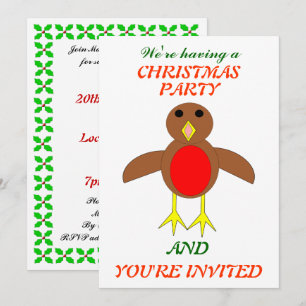 Convite Convidados do Partido Personalizado Robin de Natal