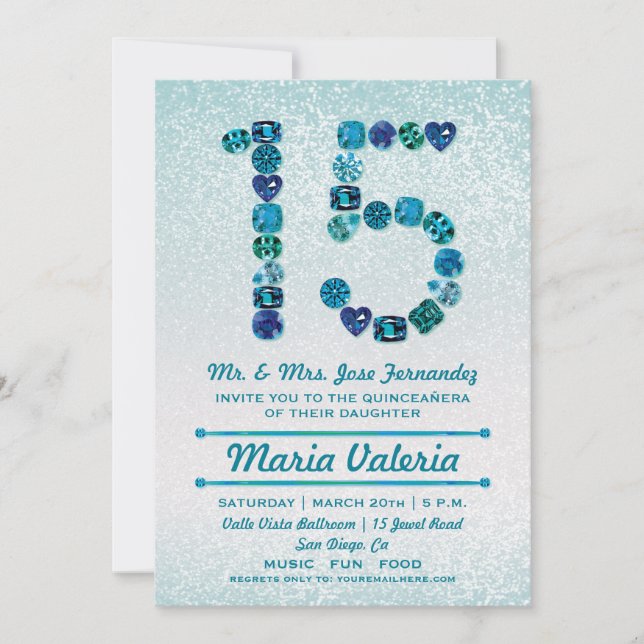 Convite Convidados do Partido Quinceañera para 15 Birthday (Frente)