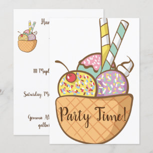 Convite Convidados do Sorvete Waffle Cone Party
