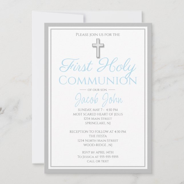 Convite Convidados Elegante para a Primeira Comunhão (Frente)