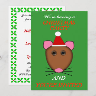 Convite Convidados para a festa do rato de Natal feliz