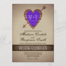 Convite Convidados para Casamento de Campo de Seta Roxo Rú