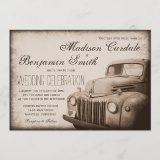 Convite Convidados para Casamento por País Rustic Old Truc