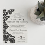 Convite Convidados para Casamento tema damasco Negro Rusti<br><div class="desc">Vintage Black Floral Elegante Russo Inglês Cottagecore Aestético Vintage Casamento tema damasco Moderno Die Cut Convites</div>