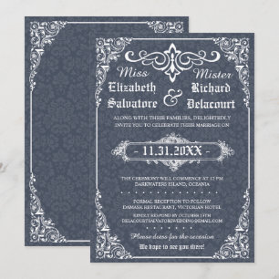 Convite Convidados para Casamento tema damasco Vitoriano G