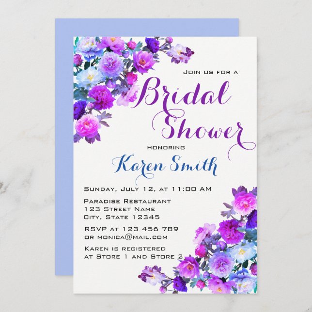 Convite Convidados para Chás de panela de Flores Bonitos (Frente/Verso)