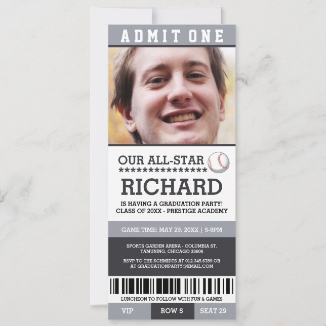 Convite Convidados para Festa de formatura de beisebol (Frente)