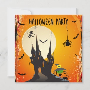 Convite Convidados para Festa de Halloween, Bruxa de Gato