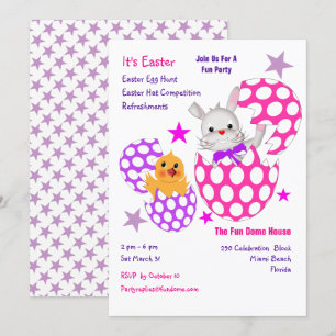 Convite Convidados para festas de caça de ovos divertida 
