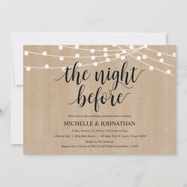 Convite Convidados para Jantar as luzes de cordas russas (Frente)