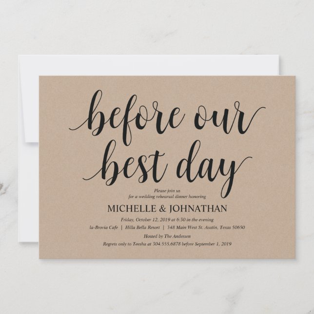 Convite Convidados para Janto de Casamento Rustic Kraft (Frente)