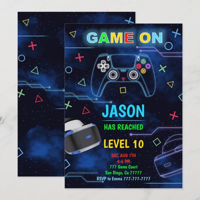 Convite Convidados para Jogos de Aniversário da Realidade  (Frente/Verso)