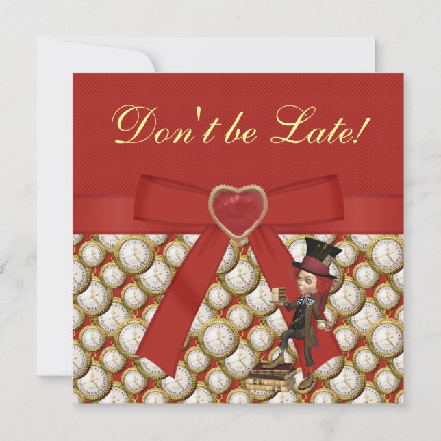 Convite Convidados para o Tea Party Alice no País das Mara (Frente)