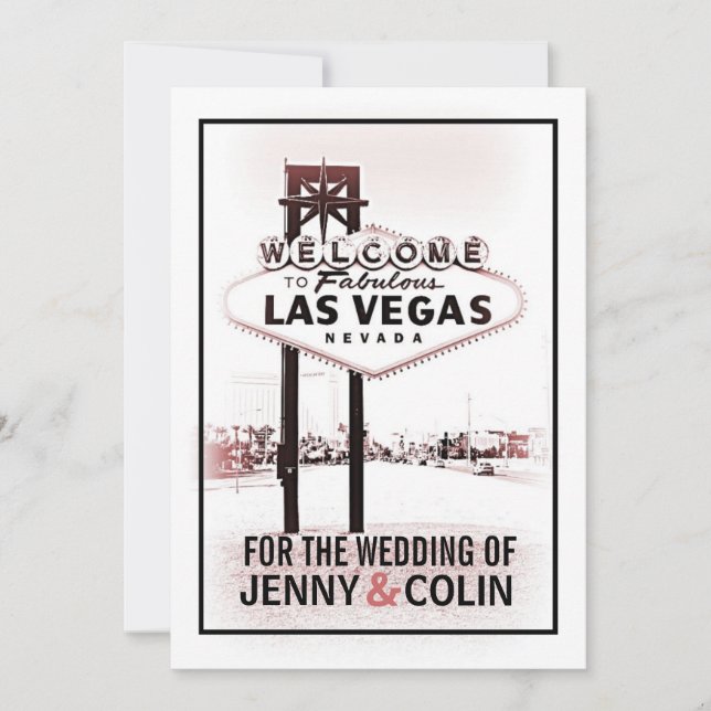 Convite Convidados Românticos para Casamento de Las Vegas (Frente)