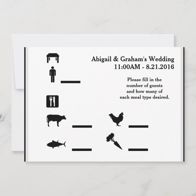 Convite Convidados RSVP e Opções de Refeição (Verso)