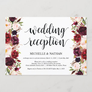 Convite Convidados Rustic Burgundy para Recepção de Elopem