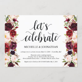 Convite Convidados Rustic Burgundy para Recepção de Elopem