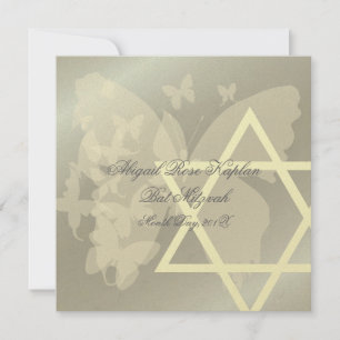 Convite Convidados Star of David/Butterfiles Bat Mitzvah,