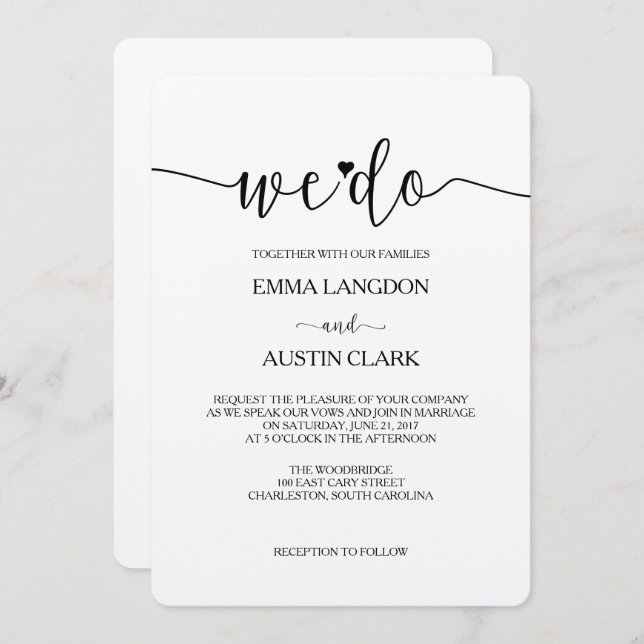 Convite Convidamos De Casamento - Kraft (Frente/Verso)