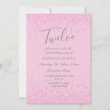 Convidar 12 Festas de aniversário de Glitter Rosa