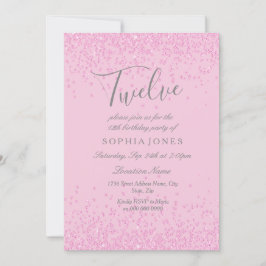 Convite Convidar 12 Festas de aniversário de Glitter Rosa