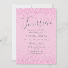 Convite Convidar 14 Festas de aniversário de Glitter Rosa