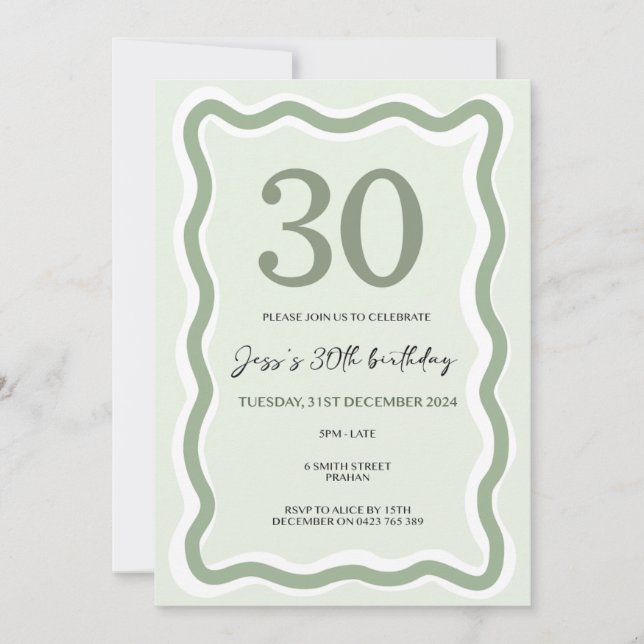 Convite Convidar 30 de Borda Wavy (Frente)