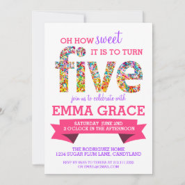 Convite Convidar 5 de Festa de aniversário do Tema Candy