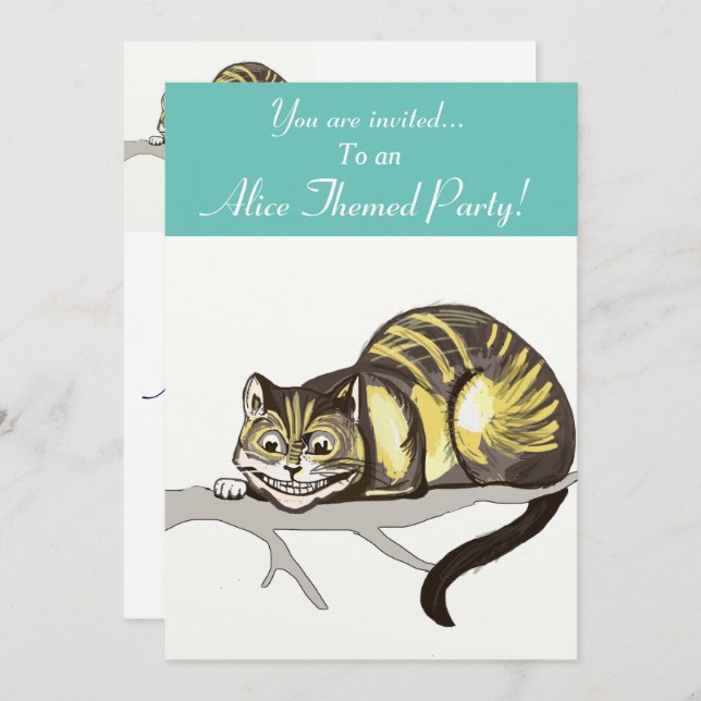 Convite Convidar a festa da Alice Themed (Frente/Verso)