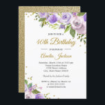 Convite Convidar aniversário de 40 anos Floral Dourado Rox<br><div class="desc">Convites florais mais bonito na Loja Little Bayleigh!</div>