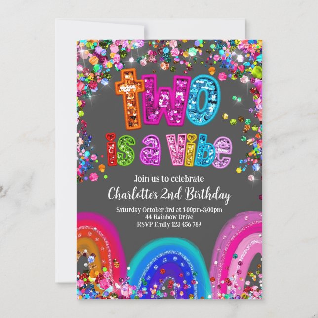 Convite Convidar as segundos aniversários do Grupo Glitter (Frente)