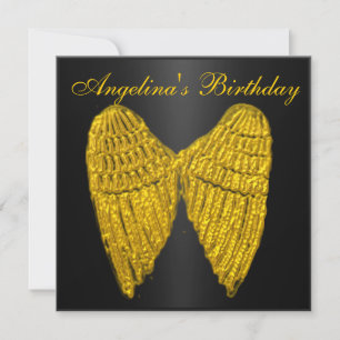Convite Convidar Asas Douradas Negras