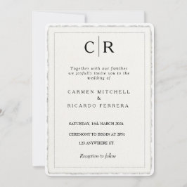 Convite Convidar Borda Moderna do Deckle de Script Torno-M