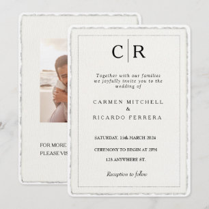 Convite Convidar Borda Moderna do Deckle de Script Torno-M