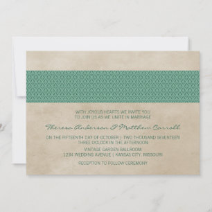 Convite Convidar Casamento tema damasco Russo Verde