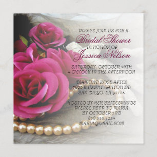 Convite Convidar Chá De Luxo Elegante Pearls Rosa