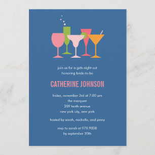 Convite Convidar Chá de panela/Bachelorette de coquetéis