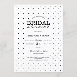 Convite Convidar Chá de panela Branco Preto Pontos Pontuad