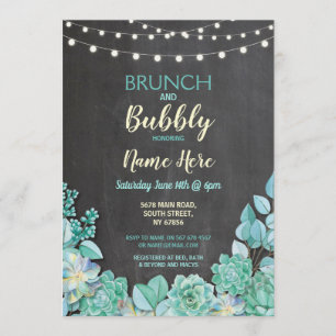 Convite Convidar Chá de panela Brunch e Bubble Succulents