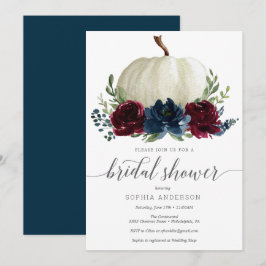 Convite Convidar Chá de panela de Pumpkin Rustic Burgundy